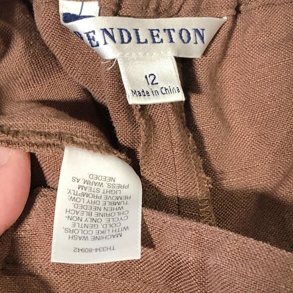 Pendleton Suit Womens Size L Brown Linen Blend Button-up Lightweight - Picture 13 of 13